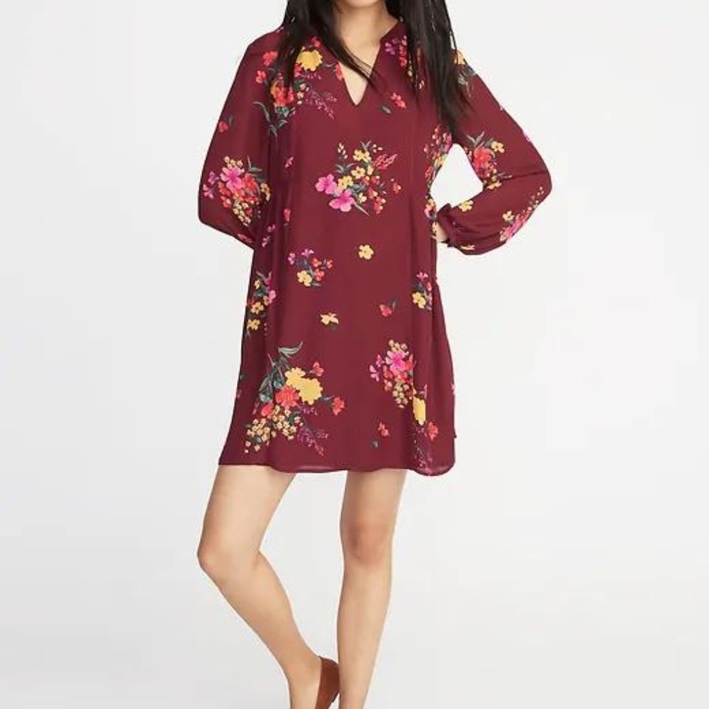 Old Navy Floral-Print Georgette Swing Dress Womens - Picture 2 of 2